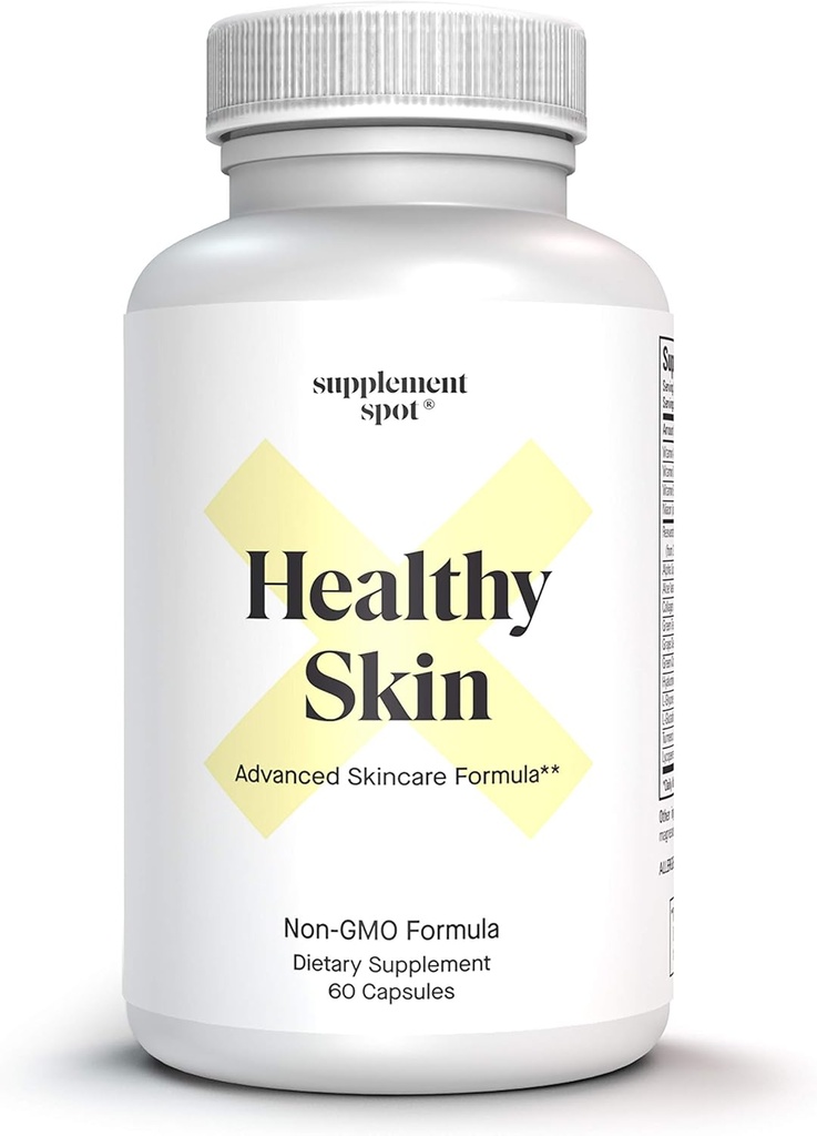Supplément anti-âge pour la peau saine avec/acide hyaluronique, resvératrol trans, collagène et acide lipoïque alpha – Supplément anti-rides protège, rajeunit et augmente l'élasticité de la peau (60 capsules)