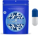 Capsules de gélatine capsuline DIY 00 Capsules - Capsules de pilules de viande bovine certifiées Casher, vides et sans gluten - 1000 Nombre, bleu/blanc