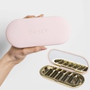 Dosey 7 jours Pill Compact Travel Pill Organizer - Cas de pilule avec 7 compartiments de pilules pour le stockage et la protection de la médecine – Élégant et élégant organisateur de médicaments avec miroir, Blush
