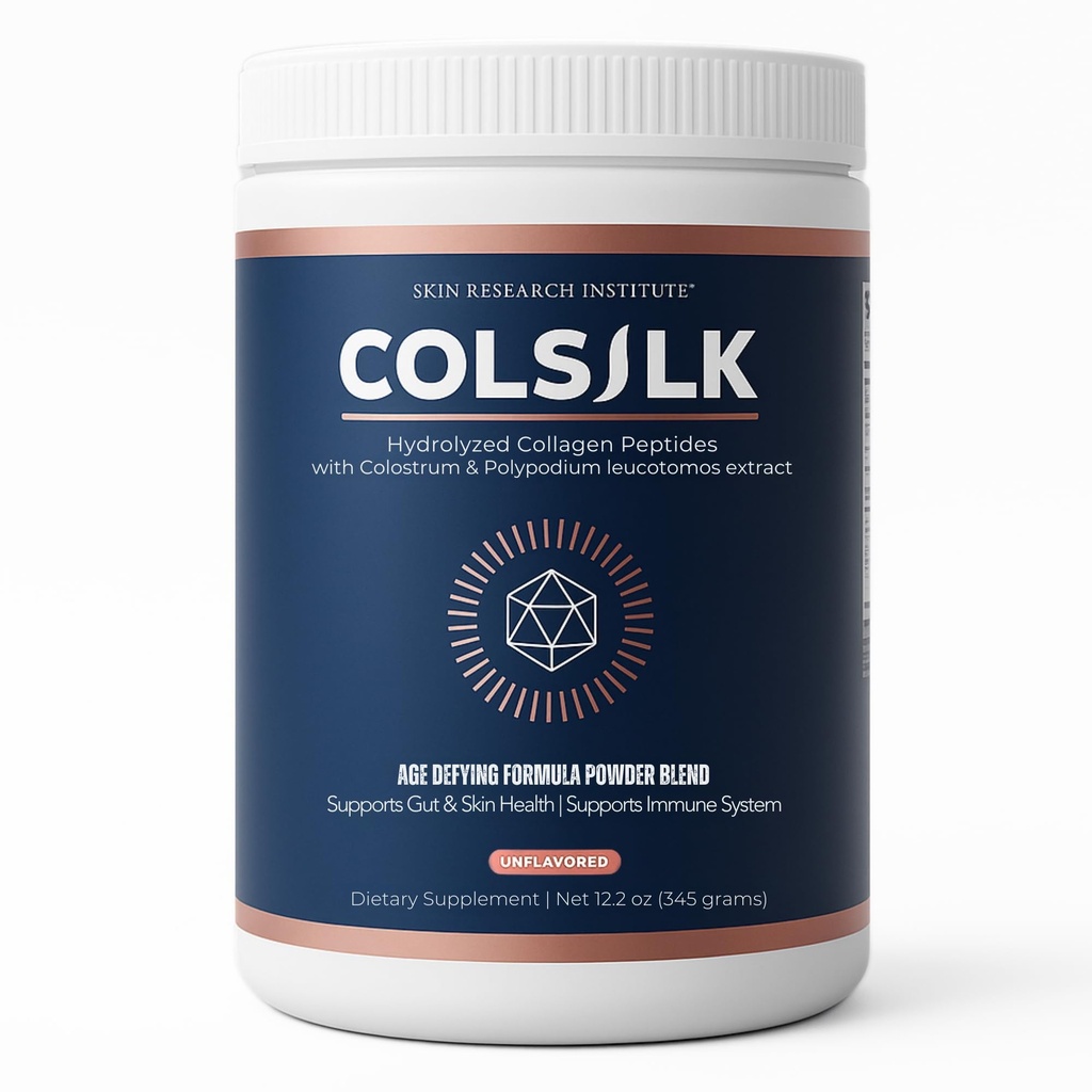 SRILabs ColSilk Poudre de collagène hydrolysée non aromatisée avec colostrum et polypodium - Peau, cheveux, ongles, Gut Health et soutien articulaire - 1 scoop par jour