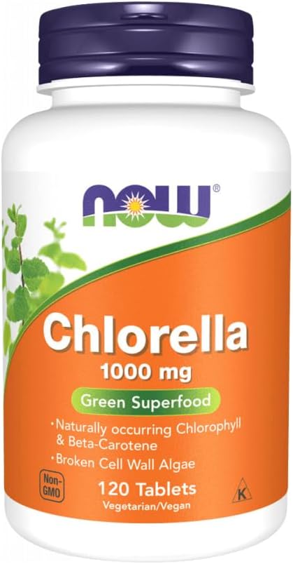 NOW Foods, Chlorella 1000mg, 120 Tablets (Pack of 3)