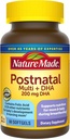 Nature faite multivitamine postnatale + DHA 200 mg, 60 softgels, pour soutenir les mères et les bébés qui allaitent pendant l'allaitement, vitamines et nutriments postnatals inclure le fer, la vitamine D3, le calcium, l'iode