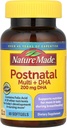 Nature faite multivitamine postnatale + DHA 200 mg, 60 softgels, pour soutenir les mères et les bébés qui allaitent pendant l'allaitement, vitamines et nutriments postnatals inclure le fer, la vitamine D3, le calcium, l'iode