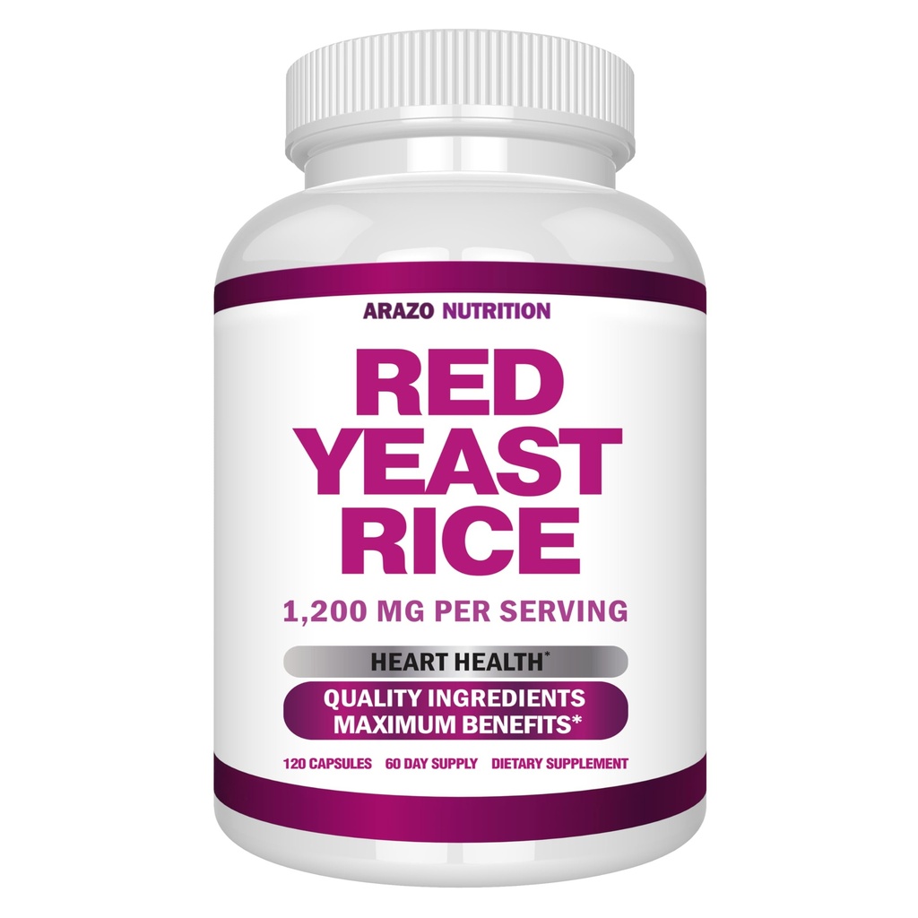 Arazo Nutrition Extrait de riz rouge de levure 1200 MG – Supplément sans citrine – Végétarien 120 capsules