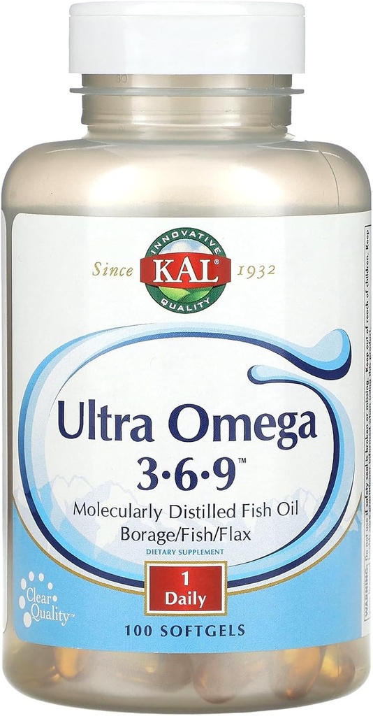 Kal Ultra Omega 3-6-9, 100 Softgels