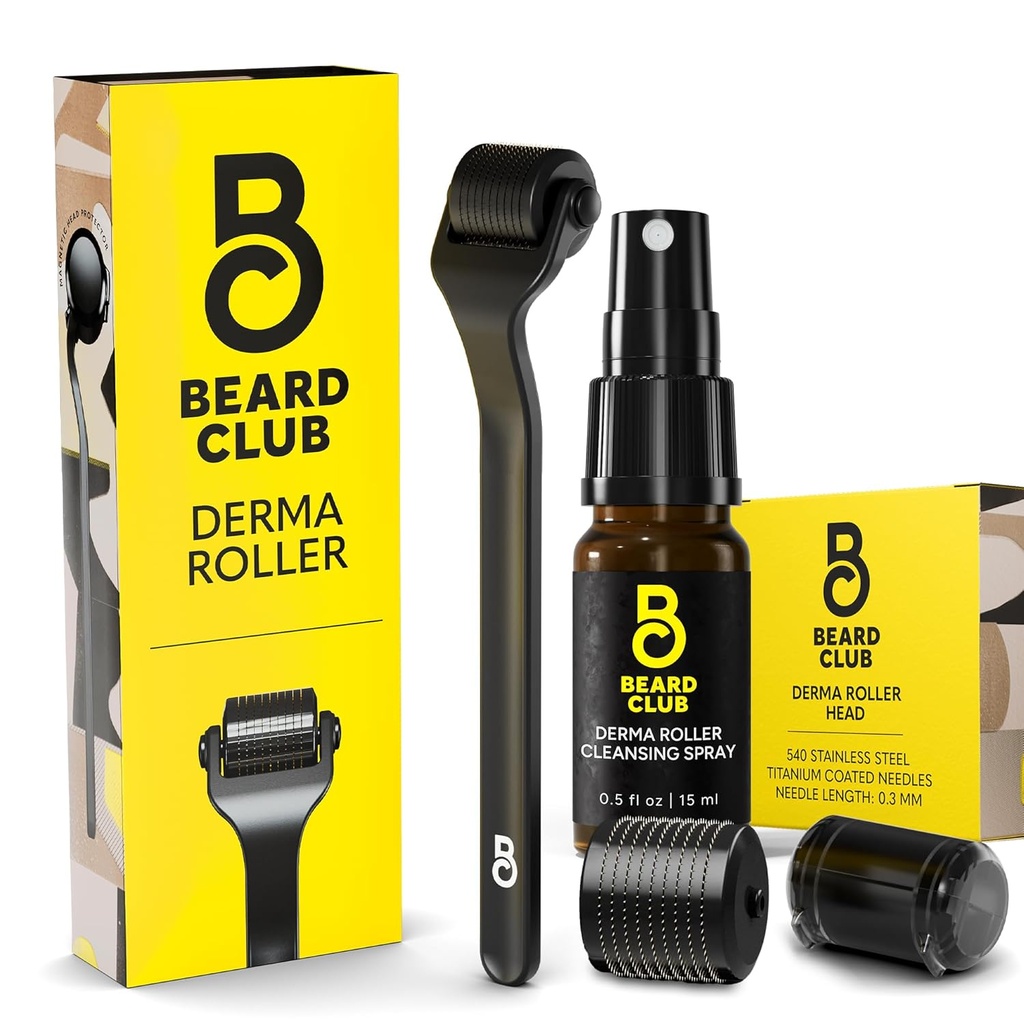 La rotule de Derma Club de Beard, Vaporisateur de nettoyage et tête de remplacement - Roulette de barbe avec Vaporisateur de nettoyage et tête de remplacement