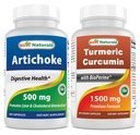 Extrait d'artichaut 10000 mg & Curcumine curcuma 1 500mg/Servie avec bioperine