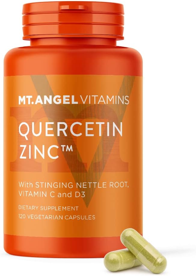 Mt. Vitamines Angel - Zinc Quercetin avec Supplément de Bromelain – Soutien immunitaire et santé respiratoire - Quercetin 500mg Capsules de Zinc 50mg de Zinc - Capsules de vitamine C