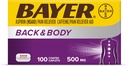 Bayer Back & Body Extra Strength Aspirine, comprimés enrobés de 500mg, soulagement rapide au site de la douleur, soulagement de la douleur avec 32,5mg de caféine, 100 Compte
