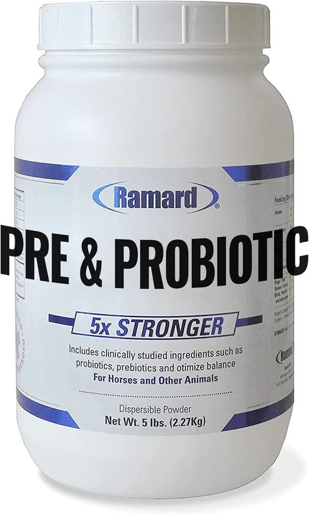 Ramard Total Prebiotic & Probiotic Equine Formula - Natural Digestive Supplement for Horses Optimal Gut Health, Nutrient Absorption, Foal Support Pro & Pre Biotics for Livestocks and Horse 5 lbs Jar