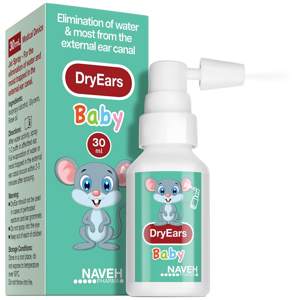 NAVEH PHARMA® Oreilles sèches Bébé , Swimmers Ear Drops Spray , Swimmers Ear Drops for Little Swimmers , Enlever l'eau emprisonnée dans les oreilles en secondes prévenir la perte auditive (1 Fl Oz)