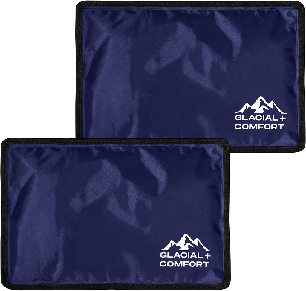 Glacial Comfort Gel Ice Pack for Back Pain - (12" x 8") Pads froids réutilisables pour la hanche, le genou, les blessures aux épaules, les souches musculaires, la migraine et la récupération postpartum avec la technologie Flex - Après chirurgie.
