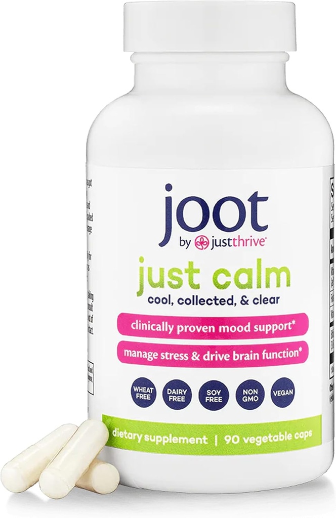 Juste Thrive - Juste Calme - Cortisol Manager - Supplément de support pour le calme, la mémoire et l'humeur - Vegan, 90 Capsules Calmes