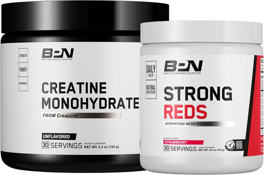 BARE PERFORMANCE NUTRITION BPN Créatine Monohydratée et Rouges forts Bundle