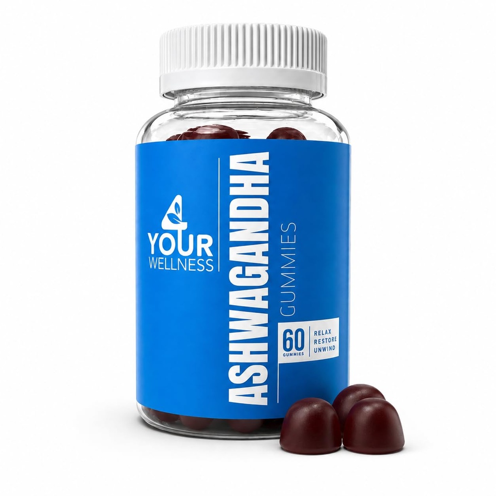 Ashwagandha Gummies Mixte Berry KSM-66, Lion's Mane, Vitamine-D, Non-OGM, Sans gluten, Sans gélatine & Kosher (60 comte (paquet de 1))
