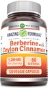 Formules étonnantes Berberine avec Ceylan pur Cinnamon 1200 Mg par service , Supplément Premium Complexe , Capsules Veggie , Non-GMO , Sans gluten , Fabriqué aux États-Unis (1 Pack , 120 comte)