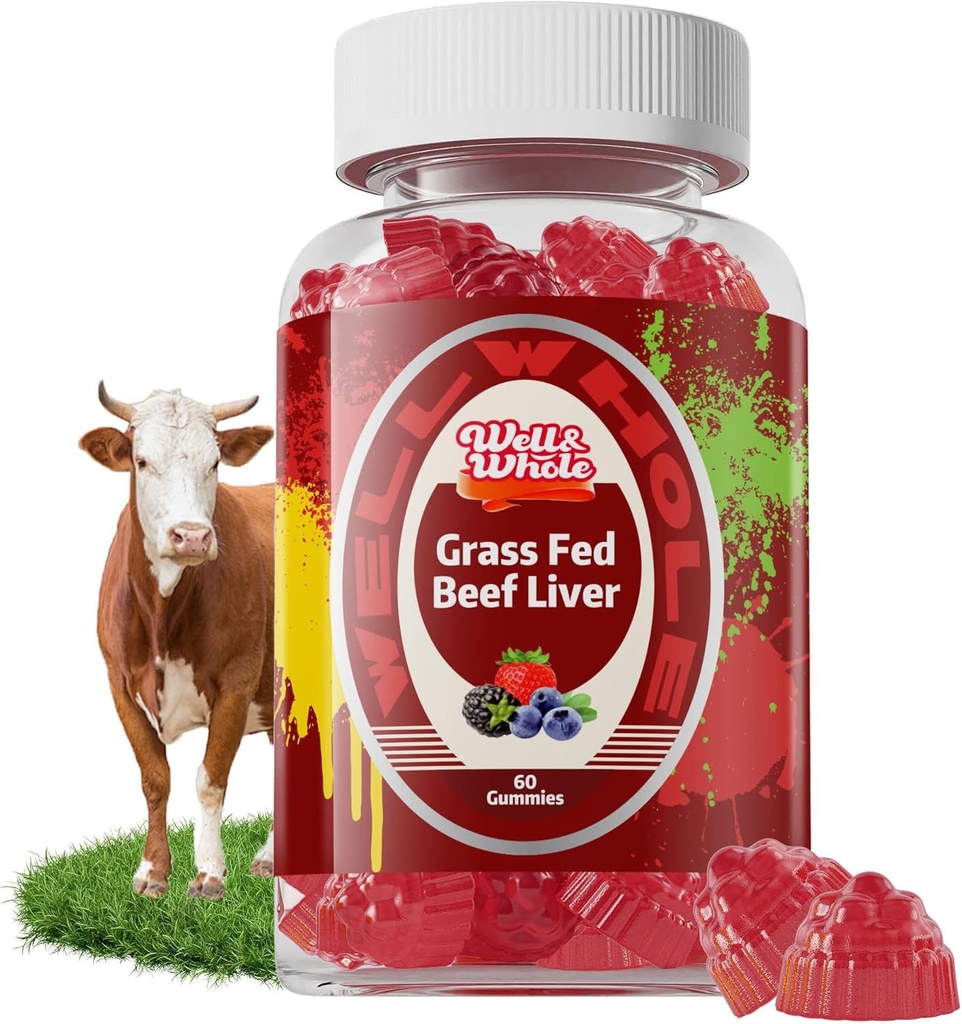 Grass Fed Beef Liver Gummies, Dessicated Beef Liver Supplement for Energy, Immunity, and Full Wellness - Non GMO, Gluten Free, 60 Counts