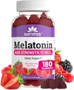Mélatonine Gummies Max Strength 10mg Gummies de pectine, aide avec le soutien du sommeil, Gummy Berry Flavor, 100% sans médicament, 180 Compte (paquet de 1)