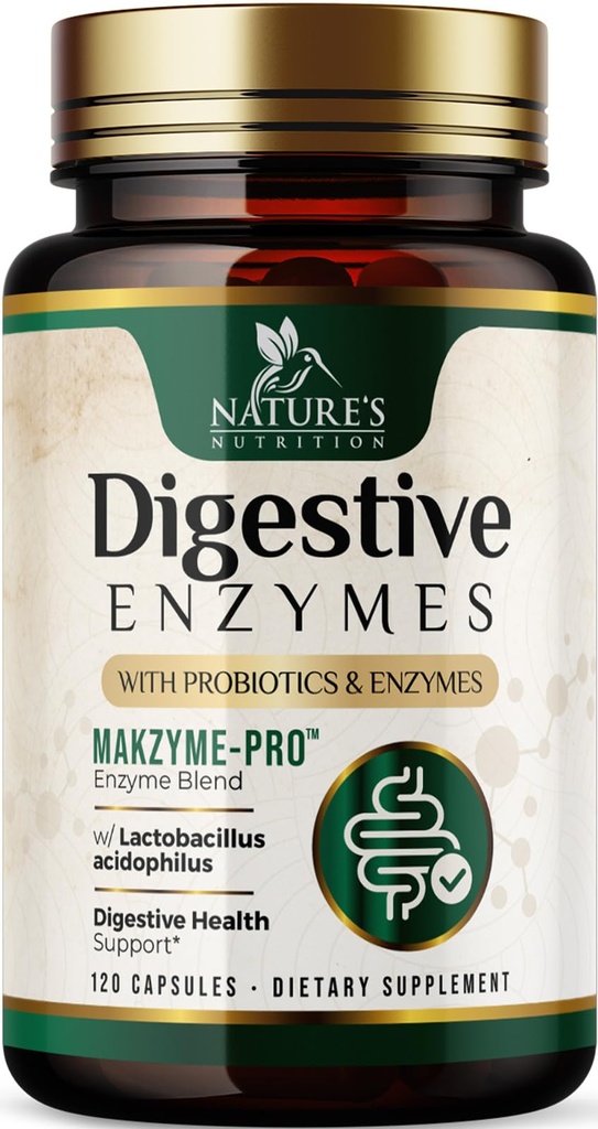 Enzymes digestives - Complexe multienzymes super digestives pour le soutien de la santé des femmes et des hommes avec Bromelain, Papaine, Probiotiques et Prébiotiques - Soutien de la santé de la digestion pour les femmes et les hommes - 120 capsules