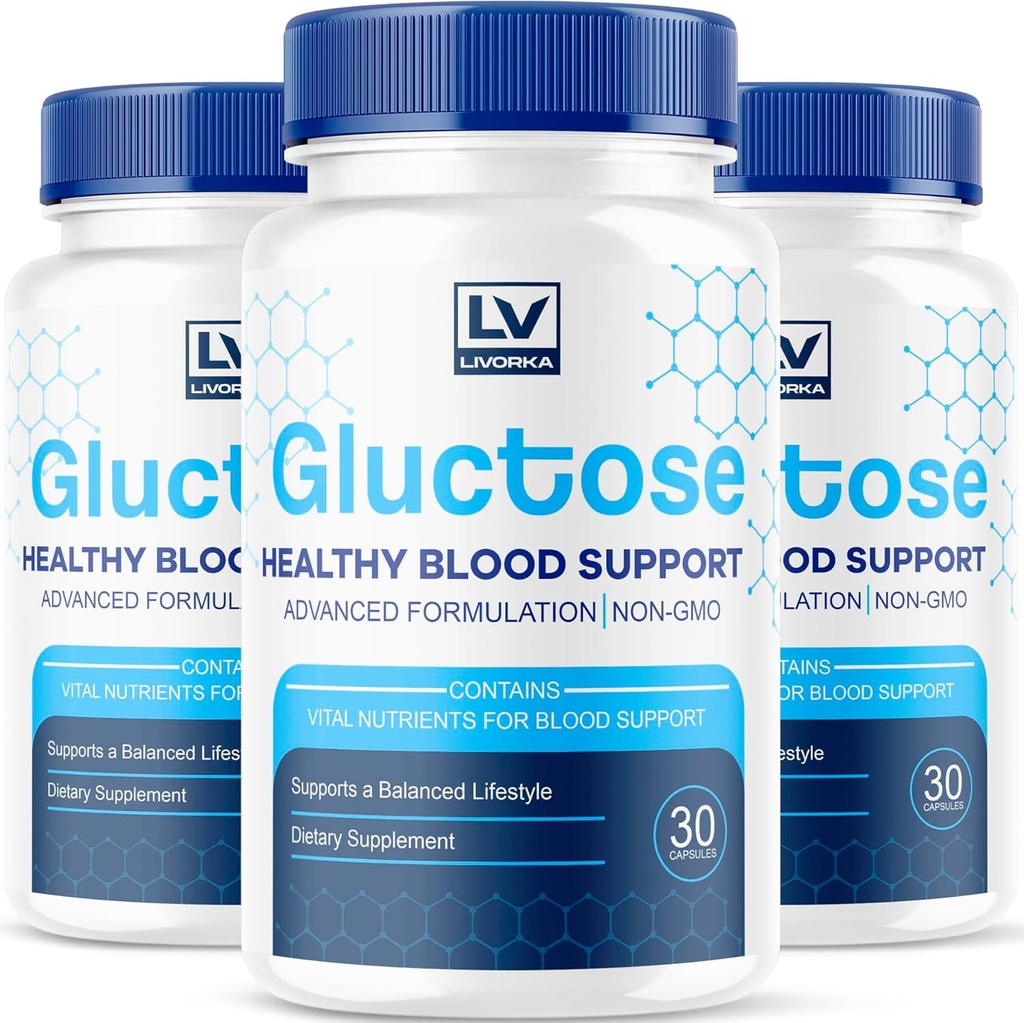 (3 packs) Gluctose Soutien sanguin avancé, Gluctose, Gluctose - Supplément de soutien sanguin avancé, Capsules de soutien du supplément de glucose - Toutes les formules naturelles, 90 Capsules pendant 3 mois