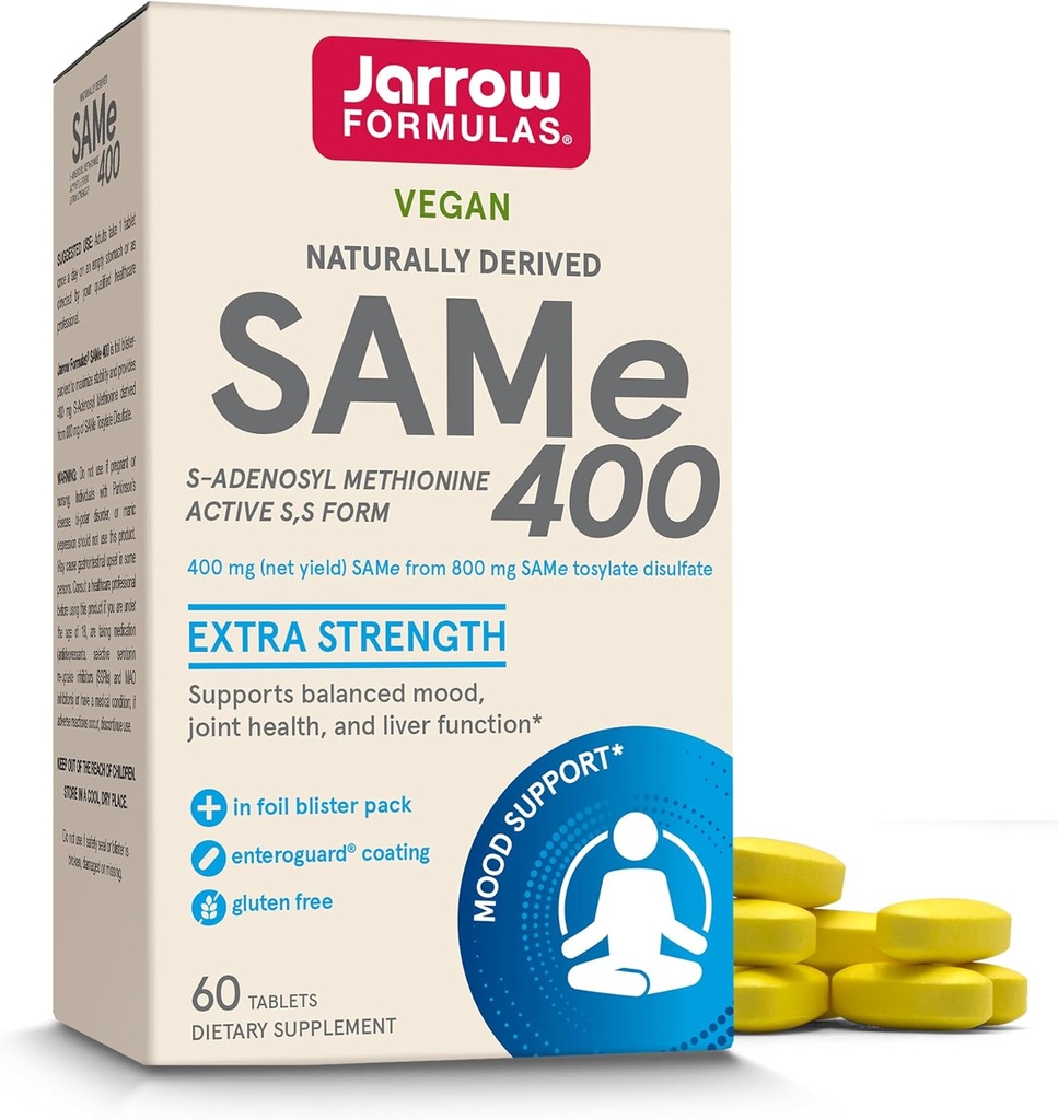 Formules de Jarrow Mêmes 400 mg - 60 comprimés - Concentration la plus élevée de forme active S,S - Soutient la santé, la fonction hépatique, le métabolisme cérébral, l'humeur et la défense antioxydante - 60 portions