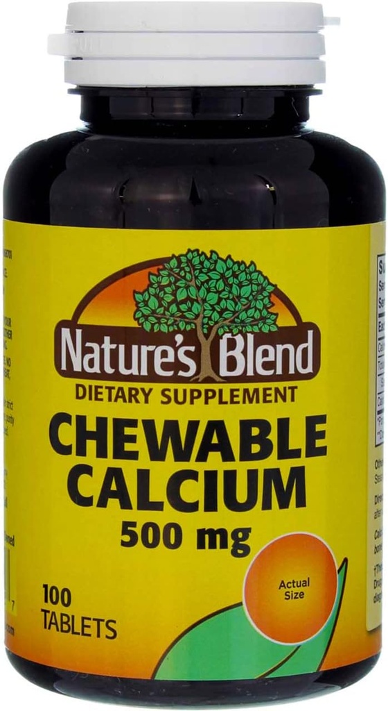 Mélange naturel de calcium à croquer 500 mg, 100 comprimés (paquet de 4)