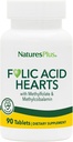 NaturesPlus Coeurs d'acide folique (méthylfolate) - 400 mcg, 90 comprimés végétariens - avec vitamine B6 et vitamine B12 (sous forme de méthylcobalamine) - Sans gluten - 90 portions