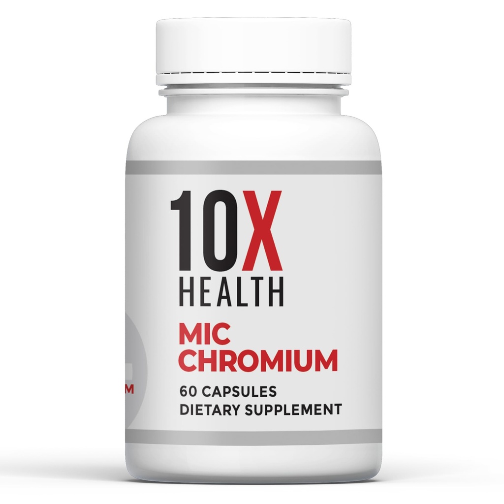 10X Santé MIC Suppléments de chrome - 60 Capsules - Contient Choline Inositol & L Méthionine - Suppléments minéraux pour le soutien nutritionnel quotidien - Chrome, L-Méthionine, Suppléments de choline