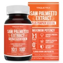 Saw Palmetto Extract – 10X Potency, Pharmaceutical Grade Strength - Plus huile de graines de citrouille - soutient la santé de la prostate, soulage les problèmes d'urine, soutient la croissance des cheveux, DHT Blocker – 60 Softgels