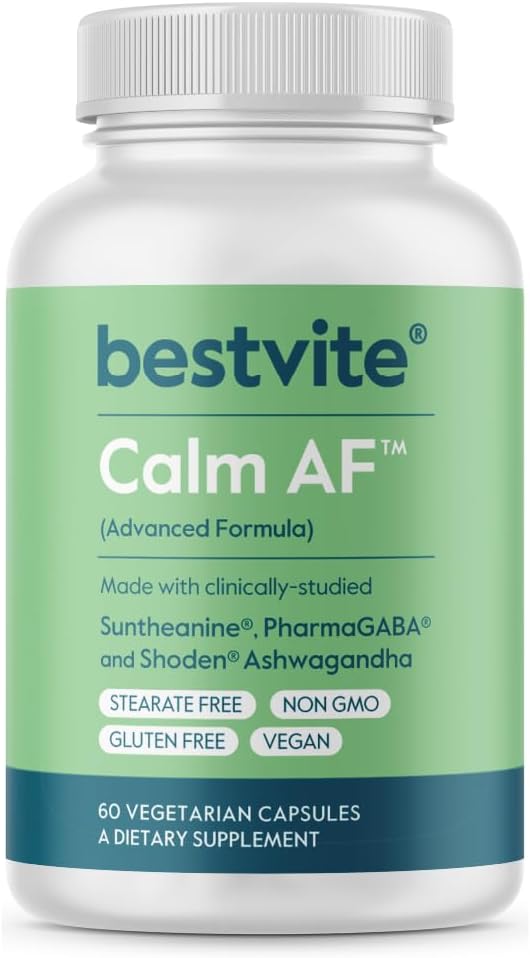A.O. calme (formule avancée) (60 Veggie Caps) - Étudié cliniquement Shoden Ashwagandha, Suntheanine L Theanine, PharmaGABA - Pas de stéarate - Vegan - Non OGM - Sans gluten - Suppléments Ashwagandha et GABA