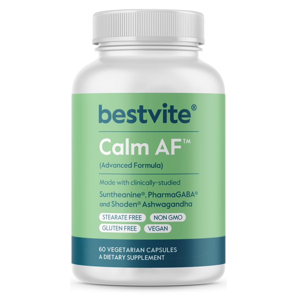 A.O. calme (formule avancée) (60 Veggie Caps) - Étudié cliniquement Shoden Ashwagandha, Suntheanine L Theanine, PharmaGABA - Pas de stéarate - Vegan - Non OGM - Sans gluten - Suppléments Ashwagandha et GABA