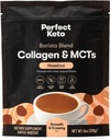 Perfect Keto Barista Mélanger la poudre de crème de café collagène avec l'huile MCT, sans lait, faible sucre, herbe de crème saine pour le régime kétogénique, énergie et santé de la peau, cheveux et ongles, noisettes