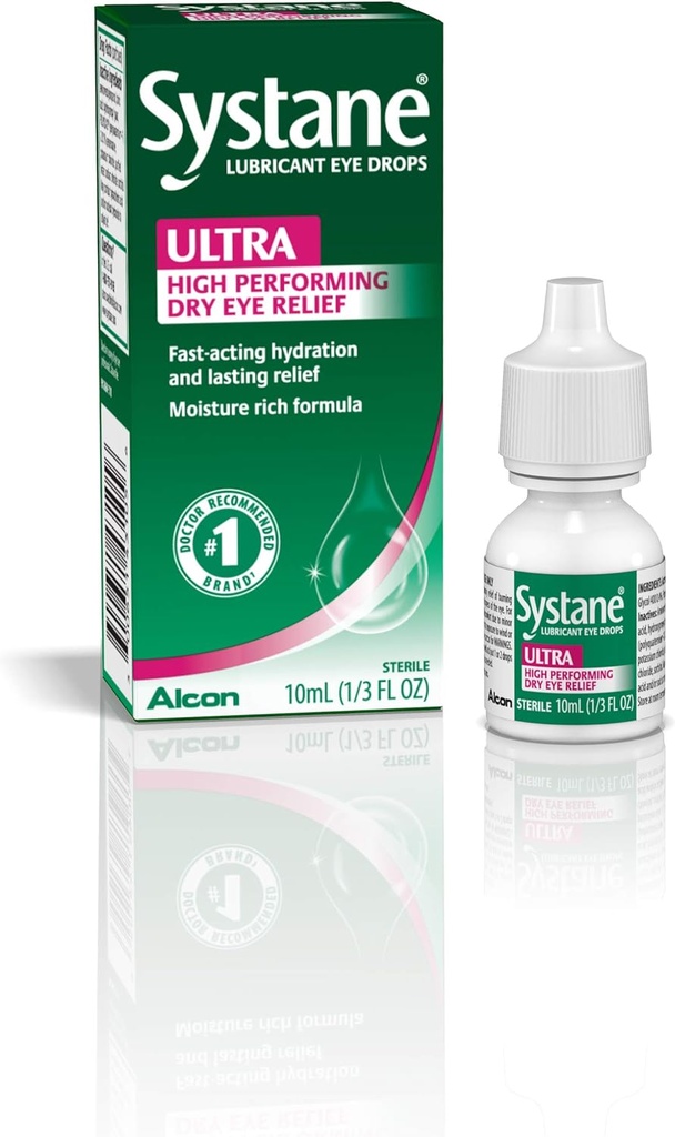 Systane Ultra Lubrifiant gouttes oculaires, larmes artificielles pour les yeux secs, paquet unique, 10 ml