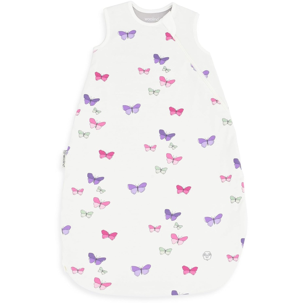 Woolino Merino Sac de couchage pour bébé en laine et coton biologique - Sac de couchage classique 4 saisons pour bébé - Sac de couchage pour bébé et tout-petit - 6-18 mois - Papillon