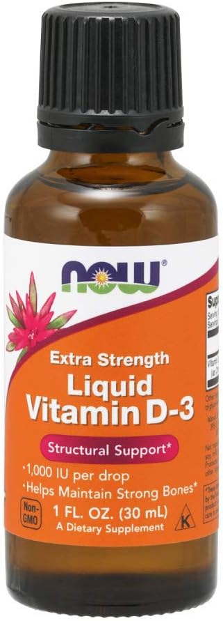 MAINTENANT Aliments Vitamine liquide D3 Extra-résistance - 1000 UI - 1 fl oz
