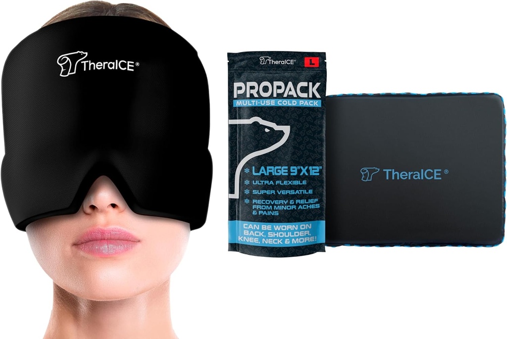Chapeau de protection contre les maux de tête et la migraine et pack de glace TheraICE PRO
