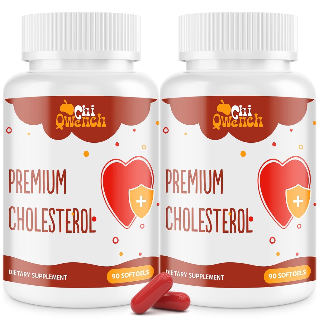 Suppléments de cholestérol avec stérols végétaux, niacine, riz rouge de levure, agrumes Bergamote, ail, supplément de cholestérol support des niveaux normaux de cholestérol, 180 Softgels