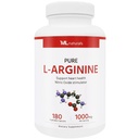 ML Naturals Pure L-Arginine 1000 mg 180 Capsules végétales. Amino Acid, stimulateur d'oxyde nitrique et soutient la santé cardiaque, certifié NSF et conforme aux GMPc.