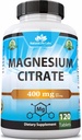 Citrate de magnésium 400 mg par portion – 120 comprimés, végétalien, non OGM