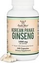 Ginseng Capsules (extrait de ginseng rouge coréen, panax Ginseng 10% Ginsénosides) (4 mois d'approvisionnement) 240 Capsules végétaliennes - 1000mg par portion pour l'humeur, la fonction cognitive et le soutien énergétique par Double Wood