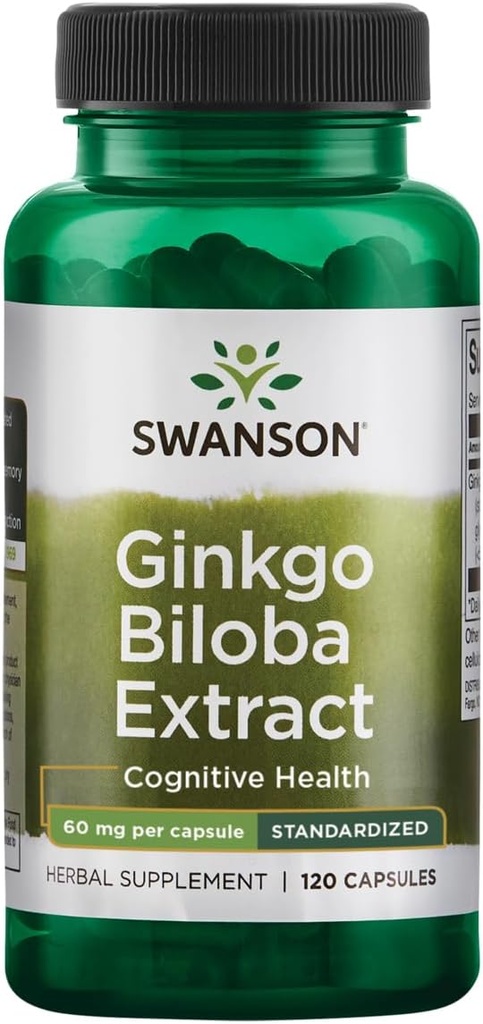 Swanson Ginkgo Biloba Extrait 24% 60 Milligrammes 120 Capsules