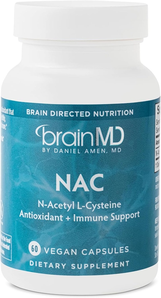 BRAINMD NAC - 60 Vegan Capsules - Antioxidant + Immune Support - Gluten Free - 60 Servings