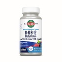 KAL Vitamine B-6 B-12 Methyl Folate ActivMelt, supplément de vitamine B, santé cardiaque, énergie et soutien des cellules du sang rouge avec le méthyl B12 et l'acide folique DFE, saveur de baie naturelle, 60 portions, 60 micro-onglets