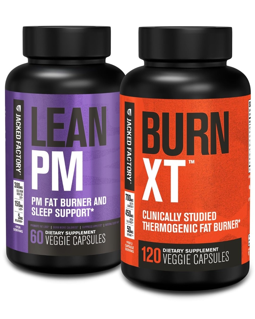 Brûleur de graisse pendant la nuit, supplément d'aide au sommeil, et suppresseur d'appétit (60 capsules) et Burn-XT cliniquement étudié brûleur de graisse et supplément de perte de poids (120 capsules)