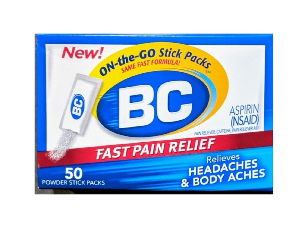 BC Pain Relief Powder Sticks, 50 Sticks Per Pack (3 Packs)
