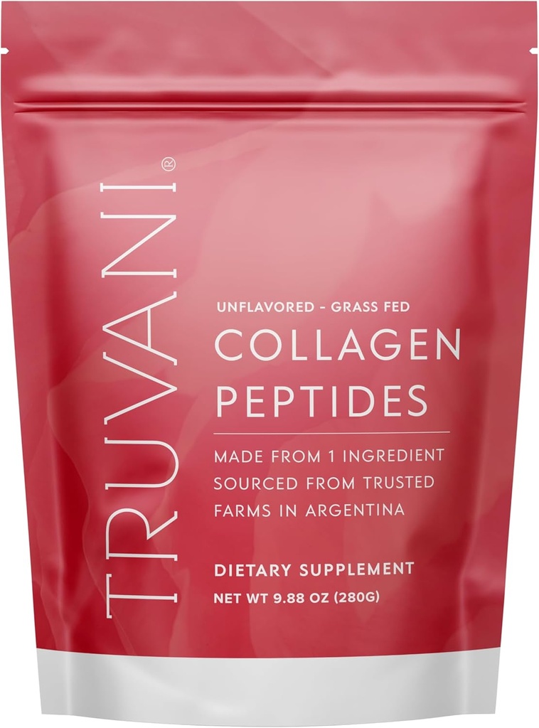 Truvani Hydrolyzed Collagen Peptides | Unflavored | 14 Servings | 20g Grass-Fed Collagen Protein Powder | Promotes Hair, Nail, Skin, and Joint Health | Keto | Dairy and Gluten Free | Women and Men