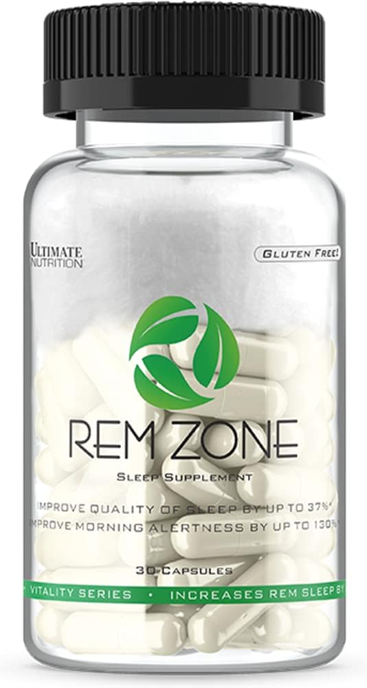 Ultimate Nutrition REM Zone Supplément, Formule complète pour le repos, Herbes pour une meilleure nuit Snooze, sans gluten, 30 capsules végétaliennes