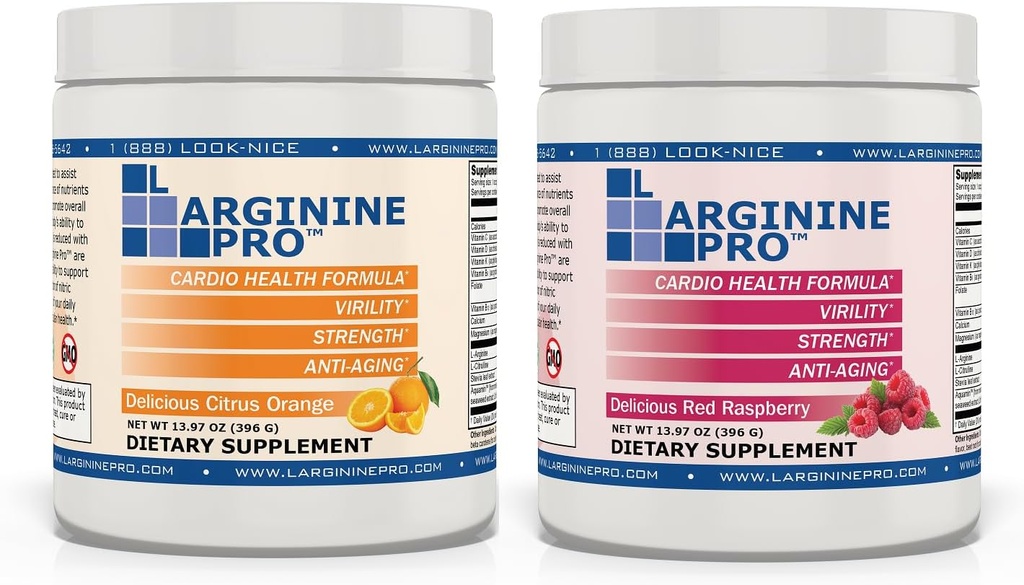 L-ARGININE PRO-5,500mg L-Arginine Plus L-Citrulline 1 100mg Orange et framboise supplément de poudre de boisson pour une production accrue d'oxyde nitrique