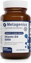 Métagène Vitamine D3 5000 - Pour le soutien immunitaire, la santé osseuse et la santé cardiaque* - Vitamine D de haute puissance - Non-OGM - Sans gluten