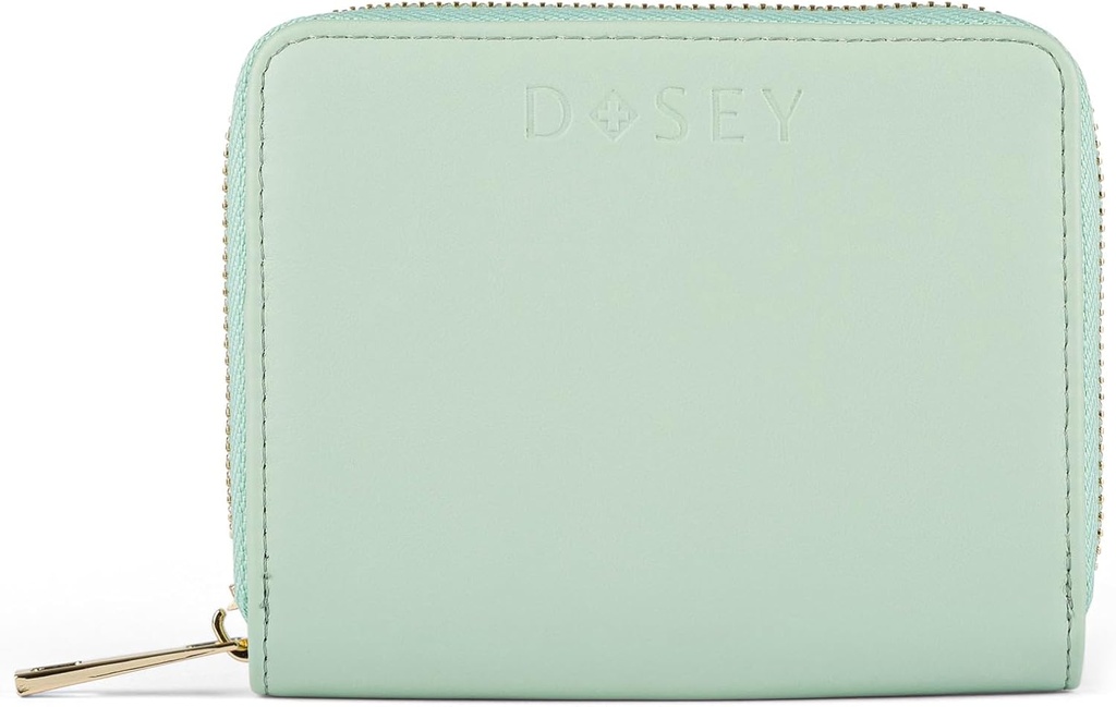 Dosey Wellness Wallet Travel Pill Organizer & Easy-Slide Pouches - Smooth Vegan Leather with 4 Airtight Pockets for Med Storage & Protection - Stylish Med Organizer (SAGE), Upgraded Version